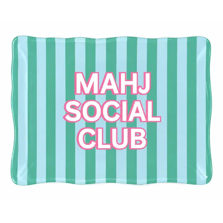 Mahjong Social Club Serving Tray | 15" x 11" Heavyweight Melamine Mahjong Tray | Dishwasher Safe Hostess Gift