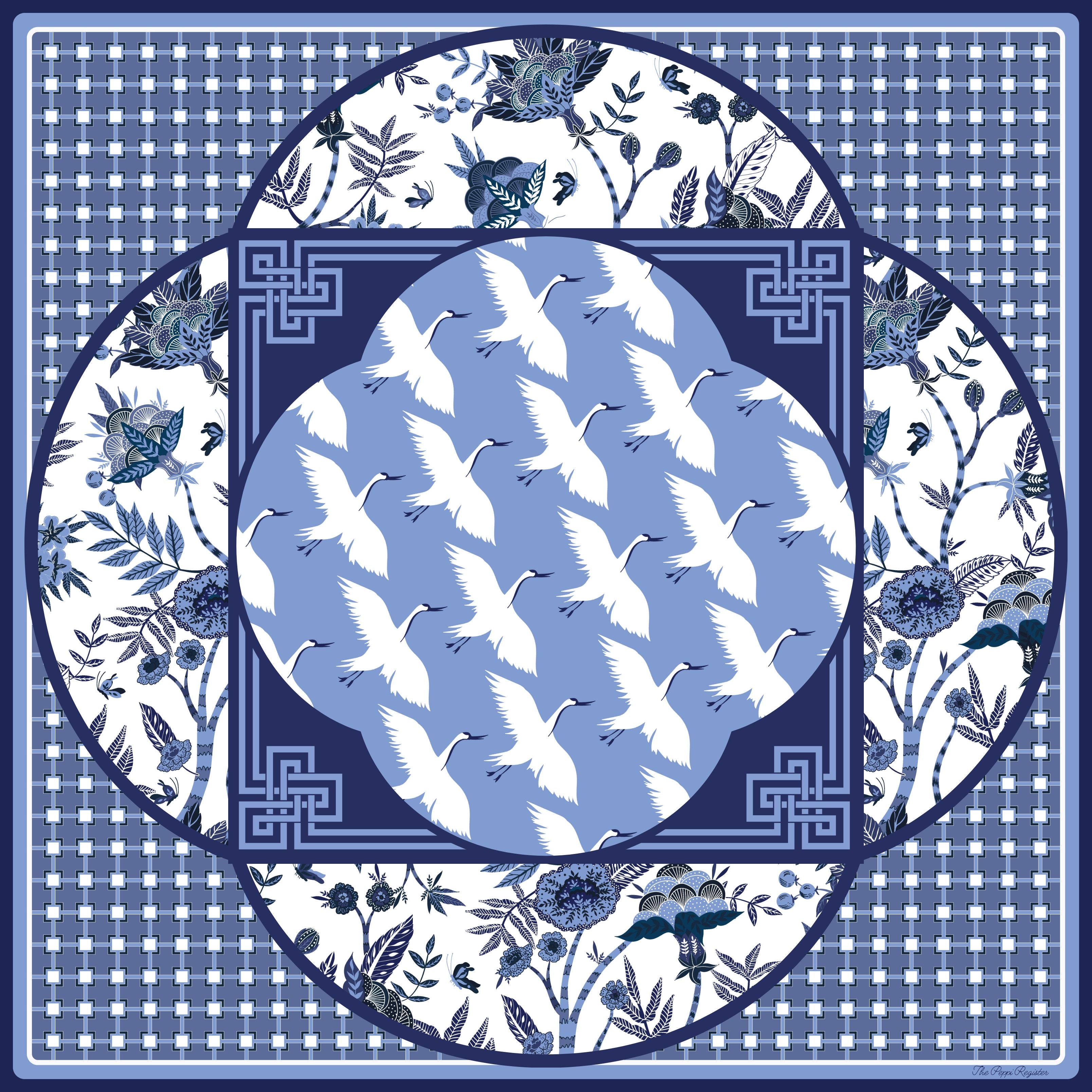 PREORDER - Moonlit Crane Premium Mahjong Mat – 33" - Estimated Ship Sep 15