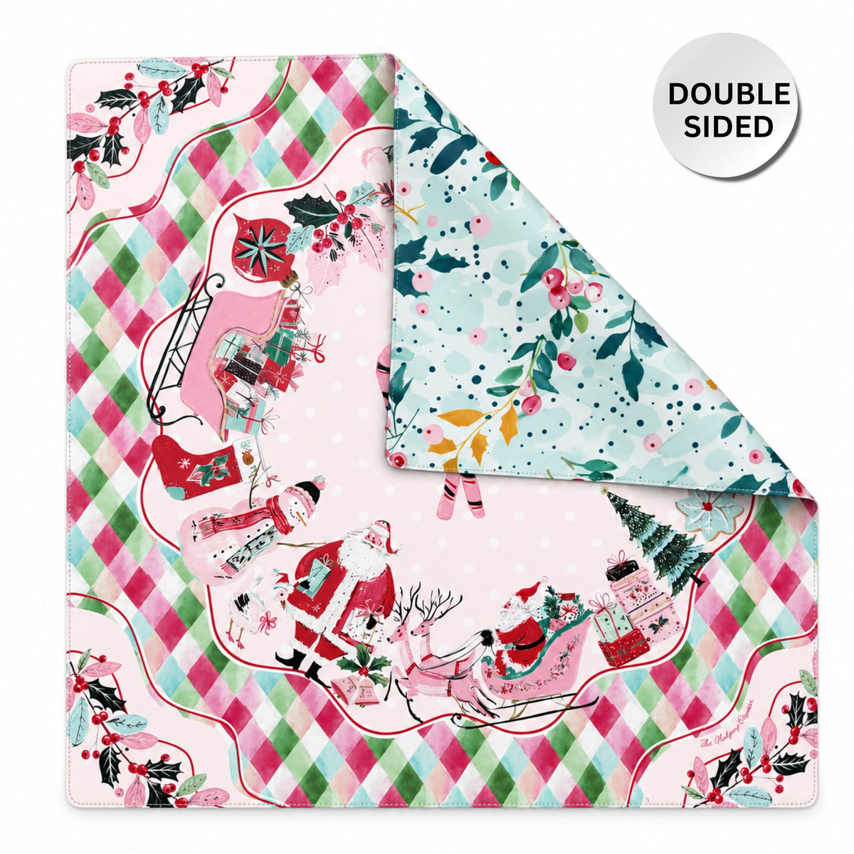 PRE-ORDER - Holly Jolly Double-Sided Leatherette Mahjong Mat 31.5" x 31.5"