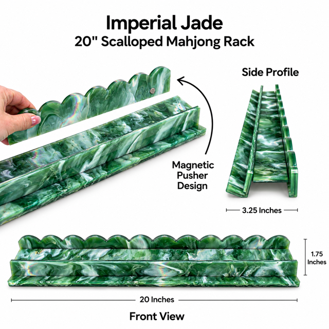 Set of 4 Luxury Pearlized Acrylic Mahjong Racks – 20" Scalloped Edge Design