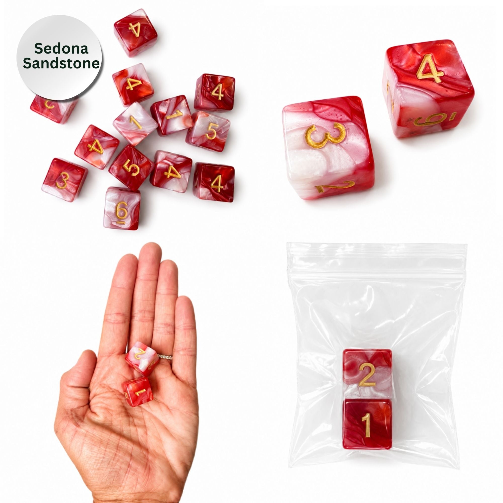 Pearl Acrylic Mahjong Dice Set – Metallic Number Dice - Premium Mahjong Accessories