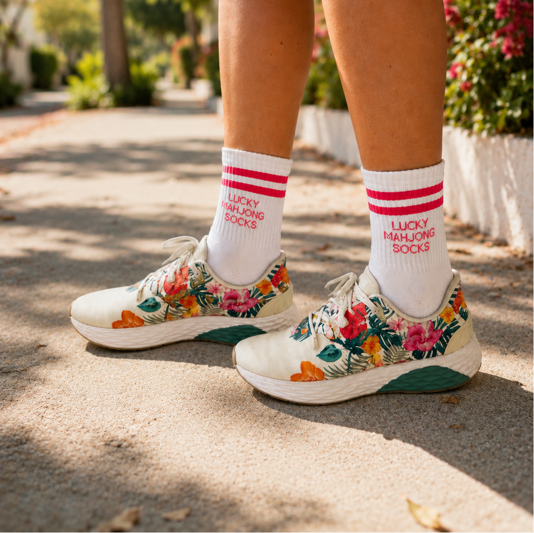 Lucky Mahjong Socks | Premium Cotton Women's Crew Socks | Funny Mahjong Gift | Mahjong Hostess Gift | Mahjong Tournament Prize