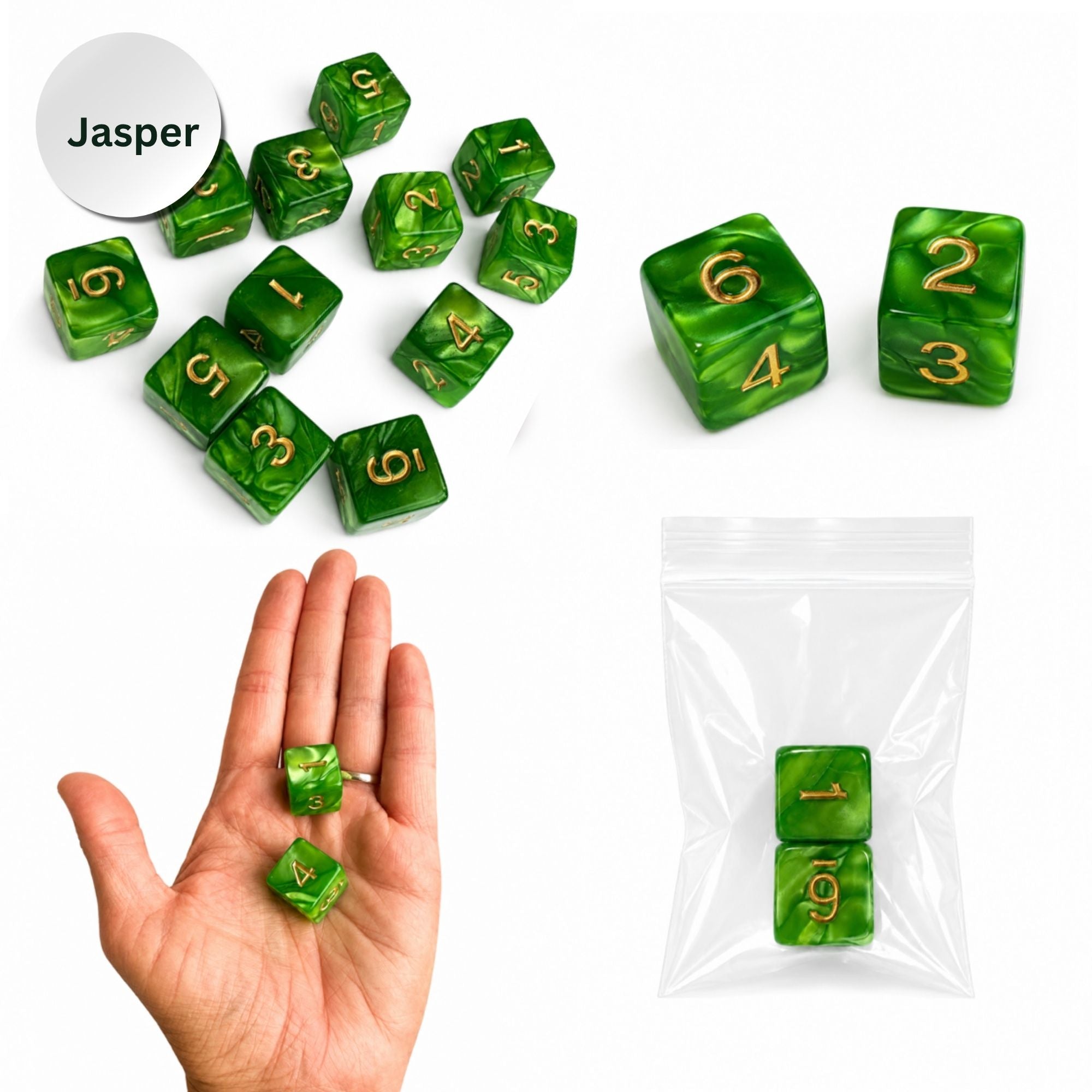 Pearl Acrylic Mahjong Dice Set – Metallic Number Dice - Premium Mahjong Accessories