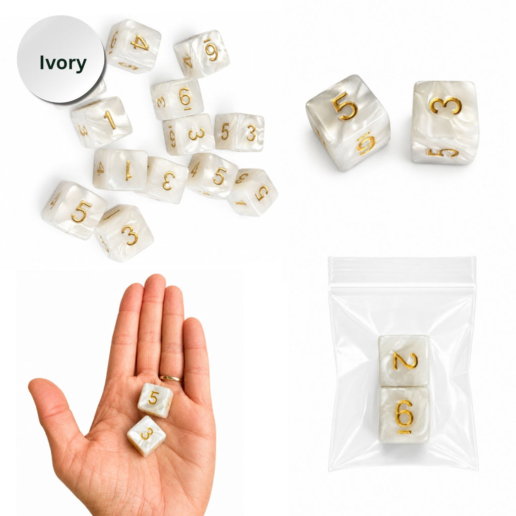 Pearl Acrylic Mahjong Dice Set – Metallic Number Dice - Premium Mahjong Accessories