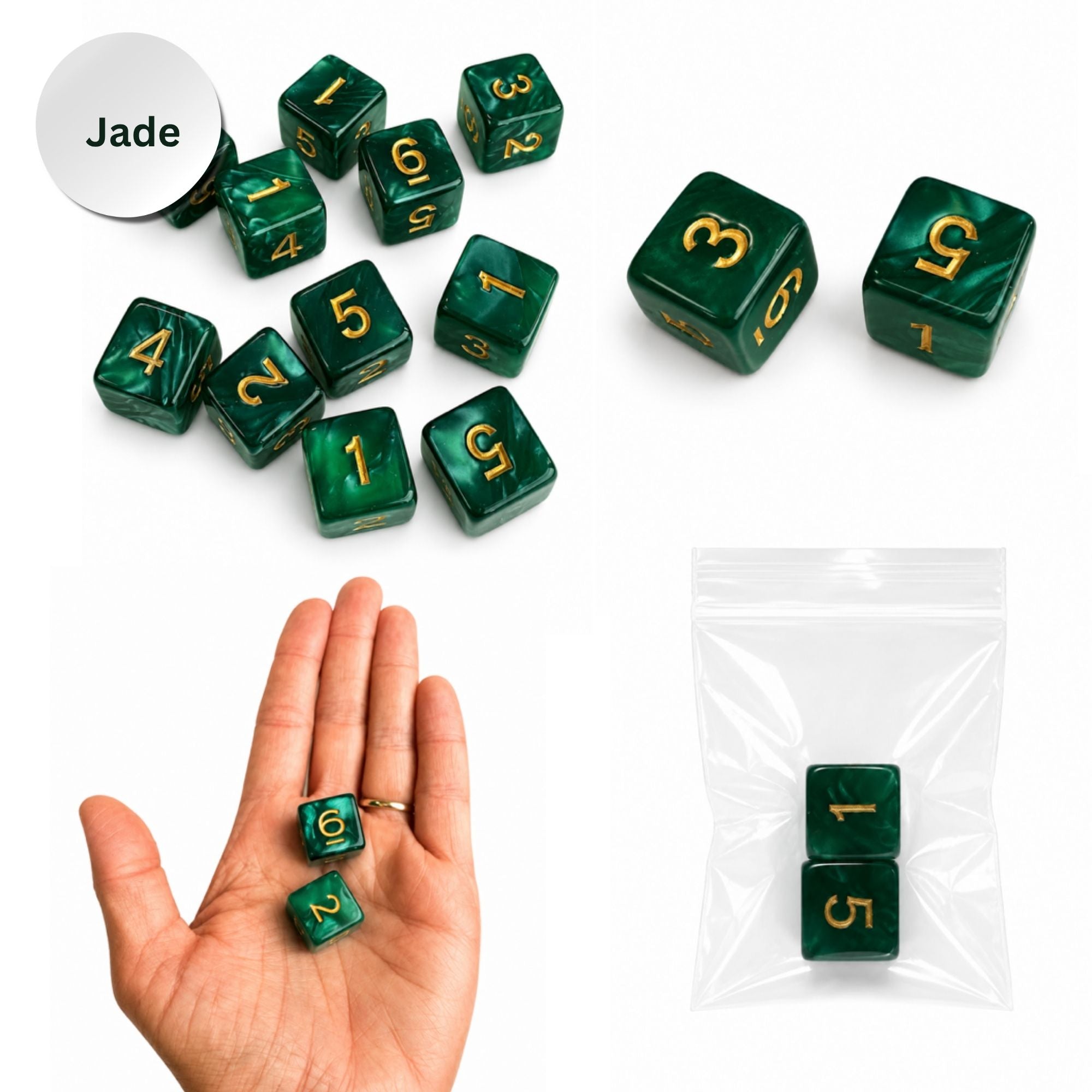 Pearl Acrylic Mahjong Dice Set – Metallic Number Dice - Premium Mahjong Accessories