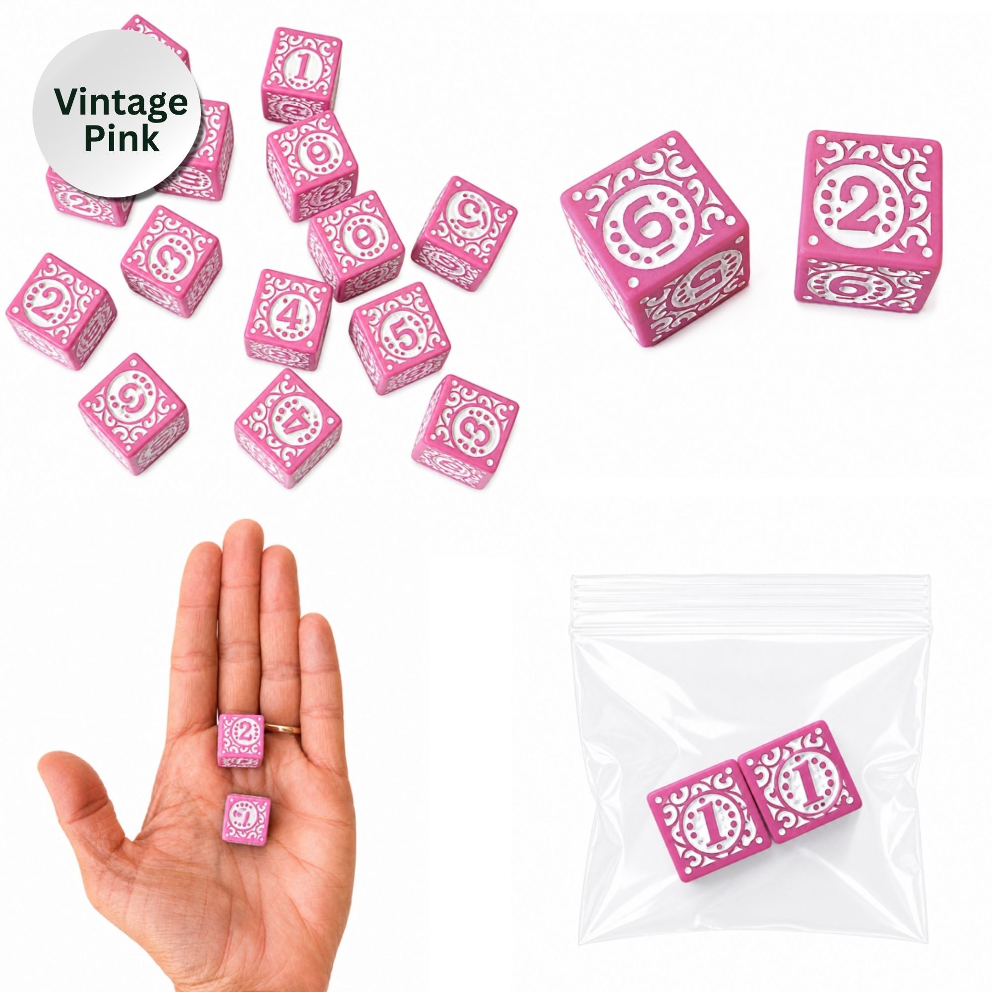 Vintage Pink Mahjong Hand Painted Specialty Dice Set – Specialty Game Accessories