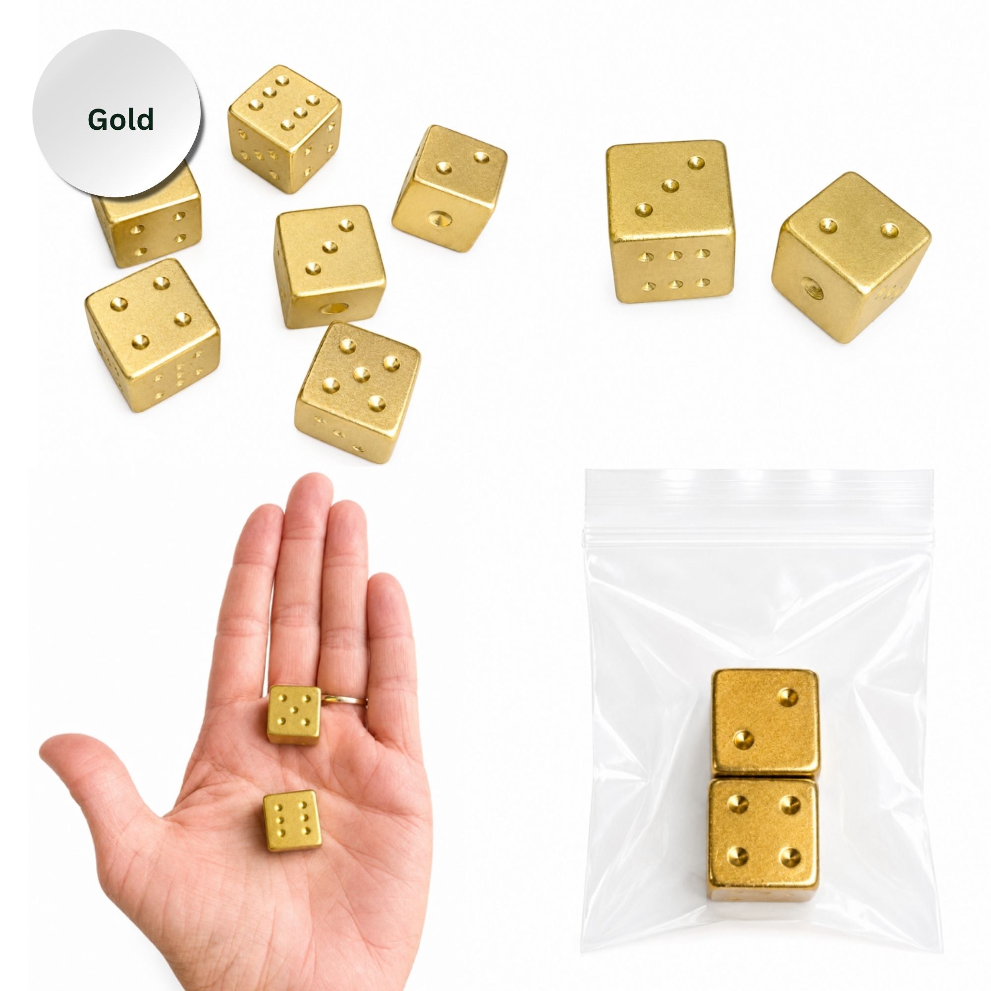 Luxe Mahjong Dice Set – Specialty Game Accessories - Gold and Silver