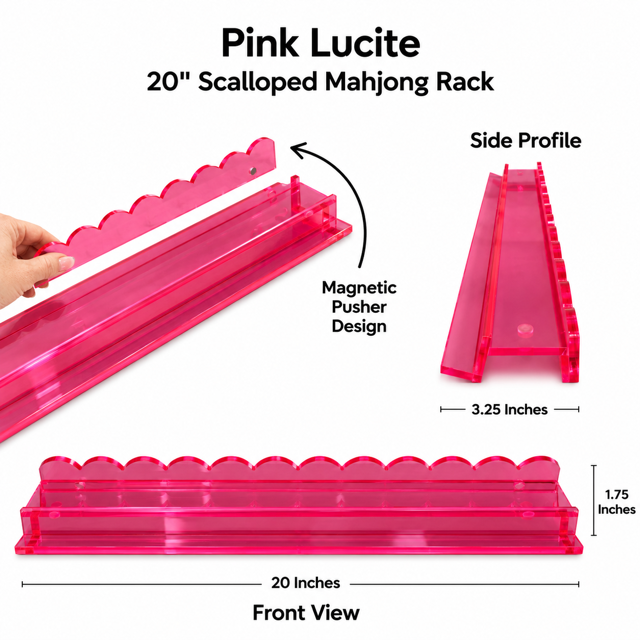 Signature Collection Acrylic Mahjong Racks – Set of 4, 20" Luxury Tile Holders