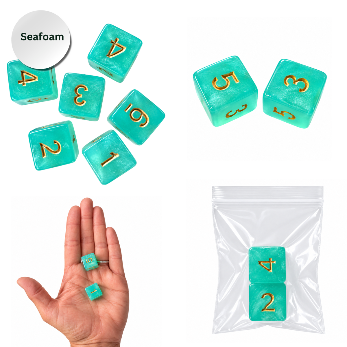 Pearl Acrylic Mahjong Dice Set – Metallic Number Dice - Premium Mahjong Accessories