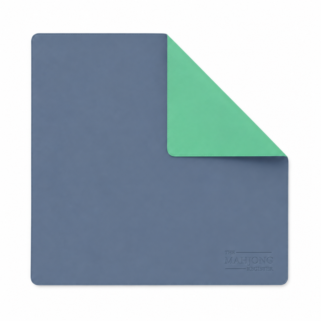 PRE-ORDER - Seafoam Green & Slate Blue Double-Sided Leatherette Mahjong Mat – 33" x 33" - Estimated Ship Oct 9th
