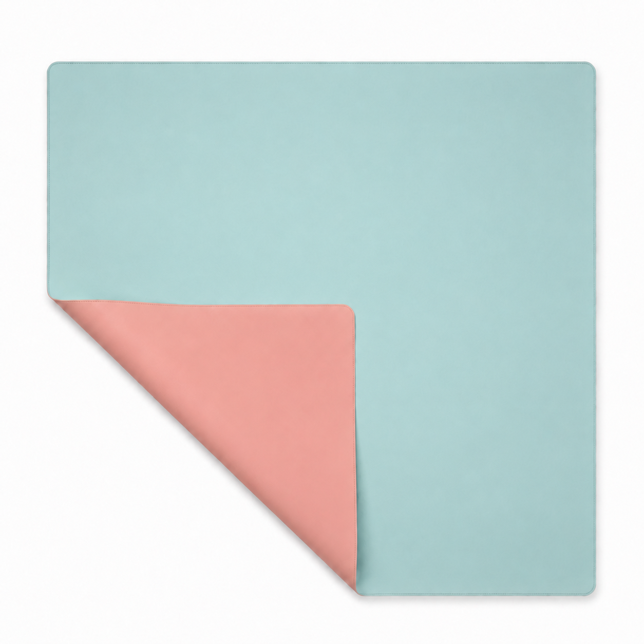 PRE-ORDER - Coral & Aqua Double-Sided Leatherette Mahjong Mat – 33" x 33" - Estimated Ship Oct 9th