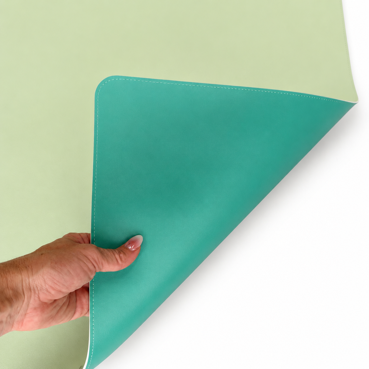 PRE-ORDER - Emerald Teal & Celedon Green Double-Sided Leatherette Mahjong Mat – 33" x 33" - Estimated Ship Oct 9th