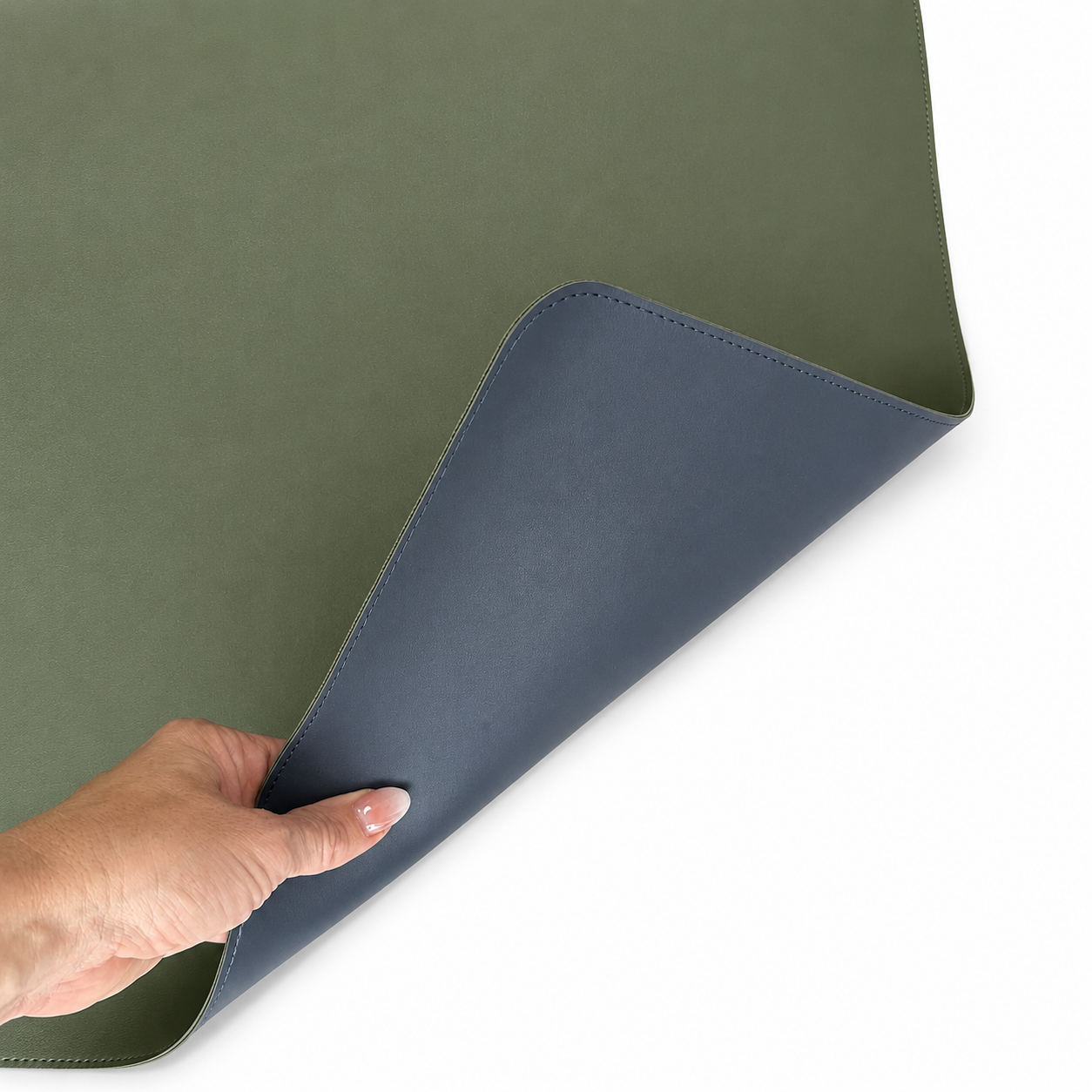PRE-ORDER - Hunter Green & Navy Double-Sided Leatherette Mahjong Mat – 33" x 33" - Estimated Ship Oct 9th