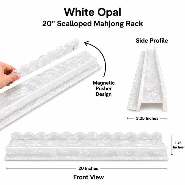 Set of 4 Luxury Pearlized Acrylic Mahjong Racks – 20" Scalloped Edge Design