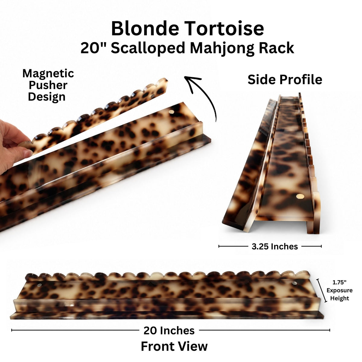 Signature Collection Acrylic Mahjong Racks – Set of 4, 20" Luxury Tile Holders