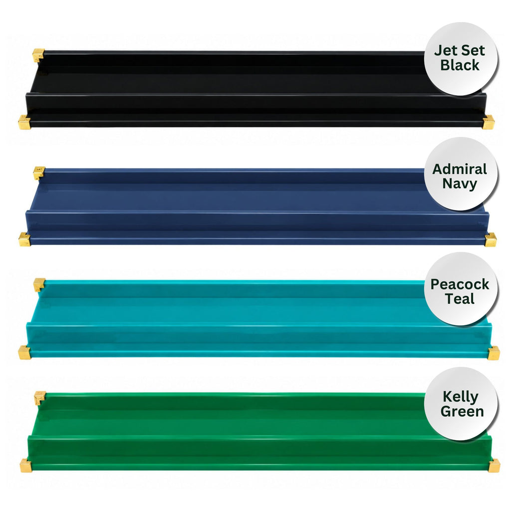 Set of 4 Luxury Acrylic Mahjong Racks with Gold Hardware – 20" Straight Edge Design