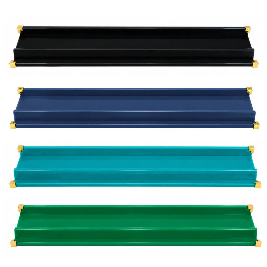Set of 4 Luxury Acrylic Mahjong Racks with Gold Hardware – 20" Straight Edge Design