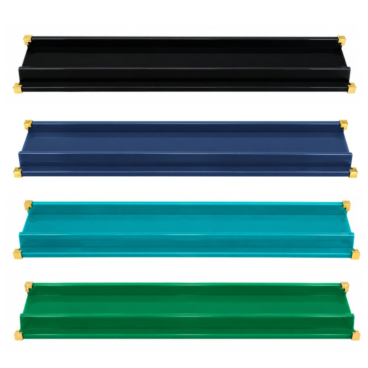 Set of 4 Luxury Acrylic Mahjong Racks with Gold Hardware – 20" Straight Edge Design