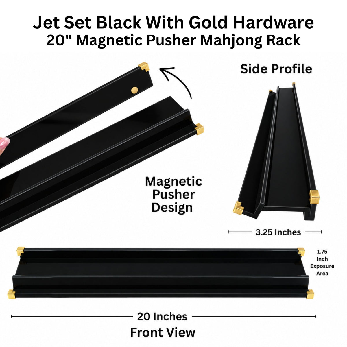 Set of 4 Luxury Acrylic Mahjong Racks with Gold Hardware – 20" Straight Edge Design