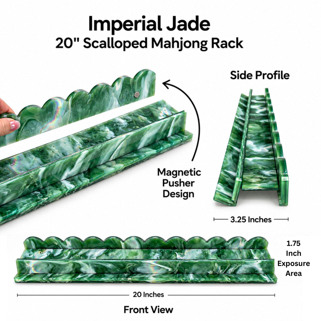 Imperial Jade | Premium Scalloped Acrylic Mahjong Racks – Set of 4