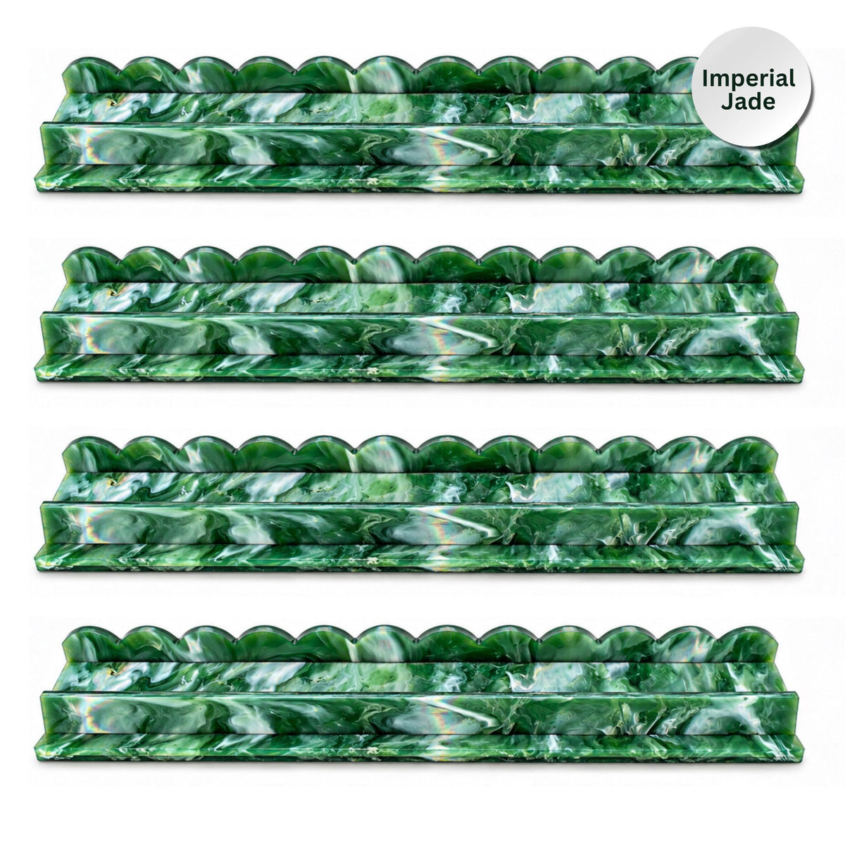 Imperial Jade | Premium Scalloped Acrylic Mahjong Racks – Set of 4
