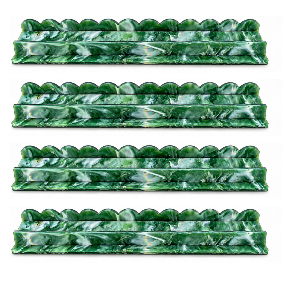 Imperial Jade | Premium Scalloped Acrylic Mahjong Racks – Set of 4