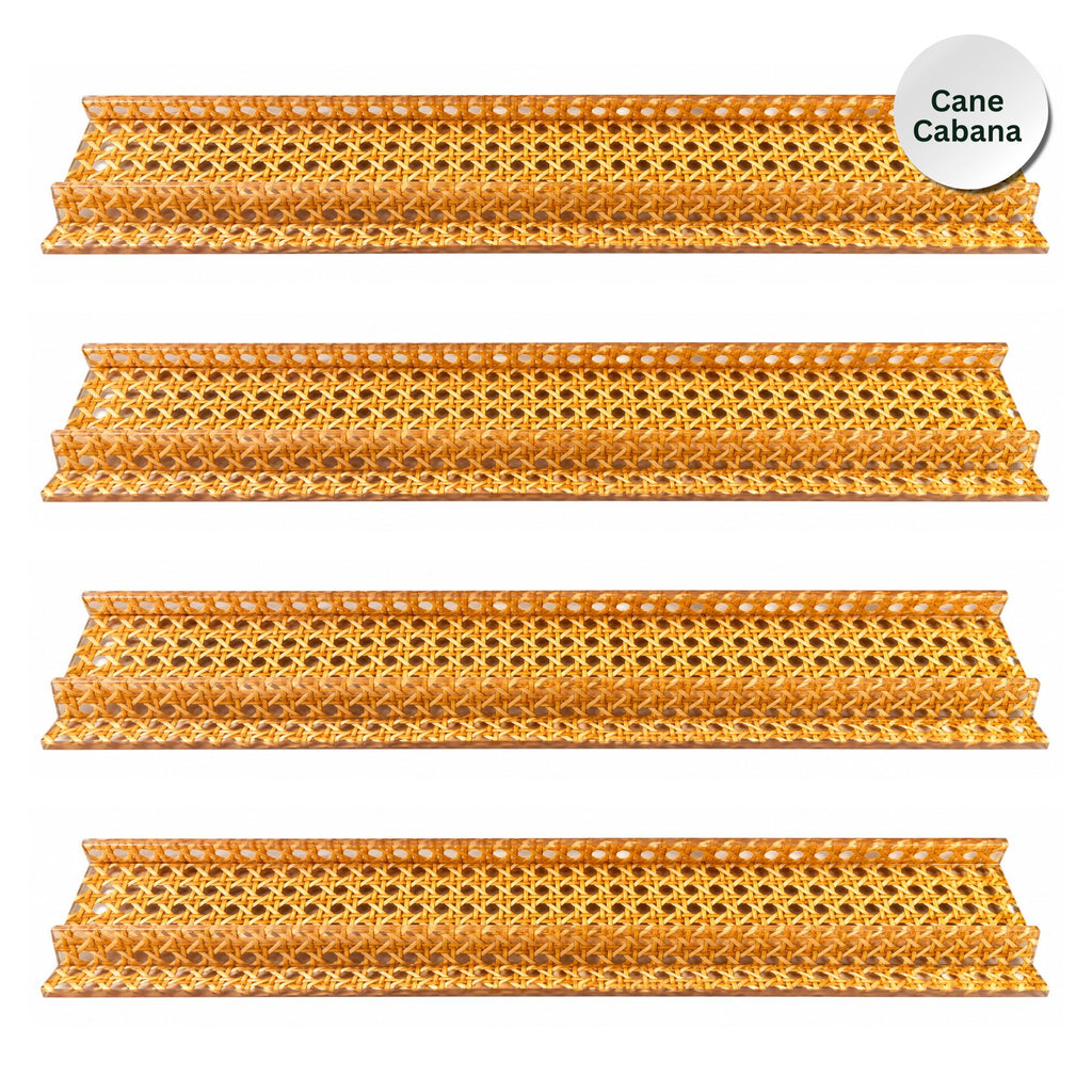 Cane Cabana | Real Rattan Acrylic Mahjong Racks – Set of 4