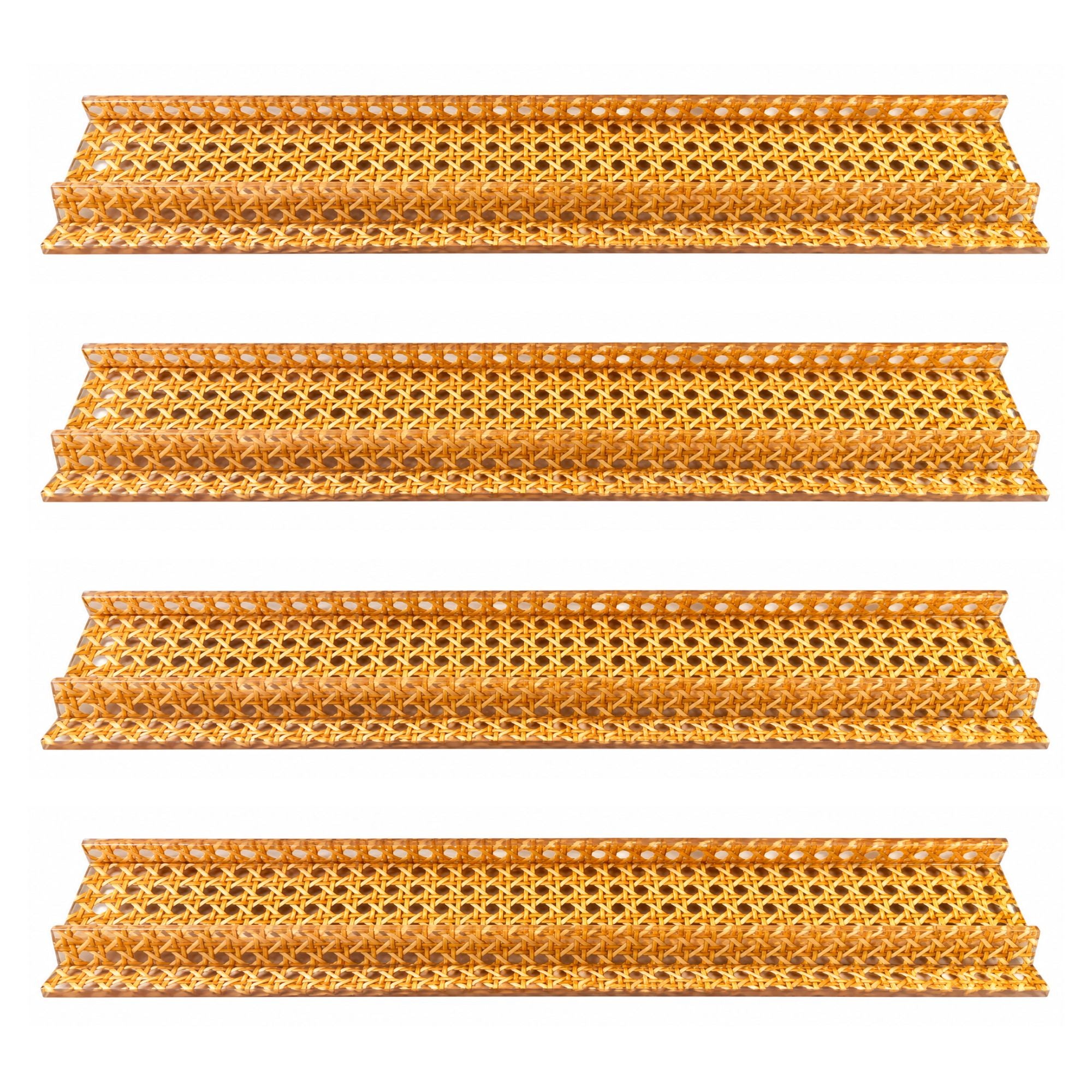 Cane Cabana | Real Rattan Acrylic Mahjong Racks – Set of 4