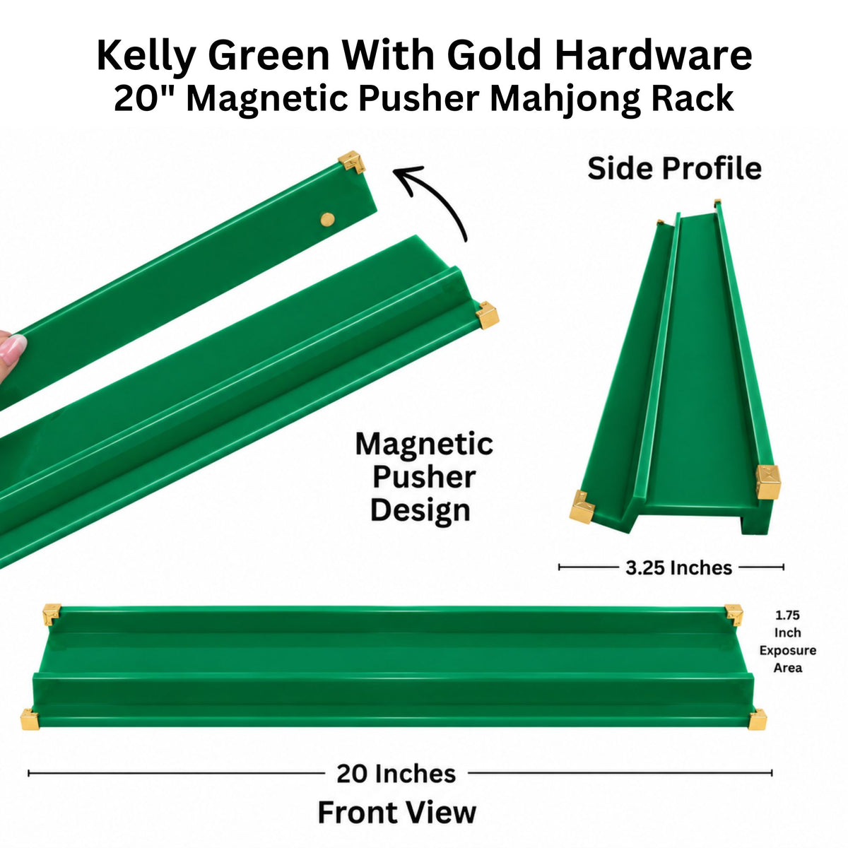 Set of 4 Luxury Acrylic Mahjong Racks with Gold Hardware – 20" Straight Edge Design