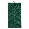 A dark green mahjong rack drawstring bag made of velvet, shown flat against a solid white background.