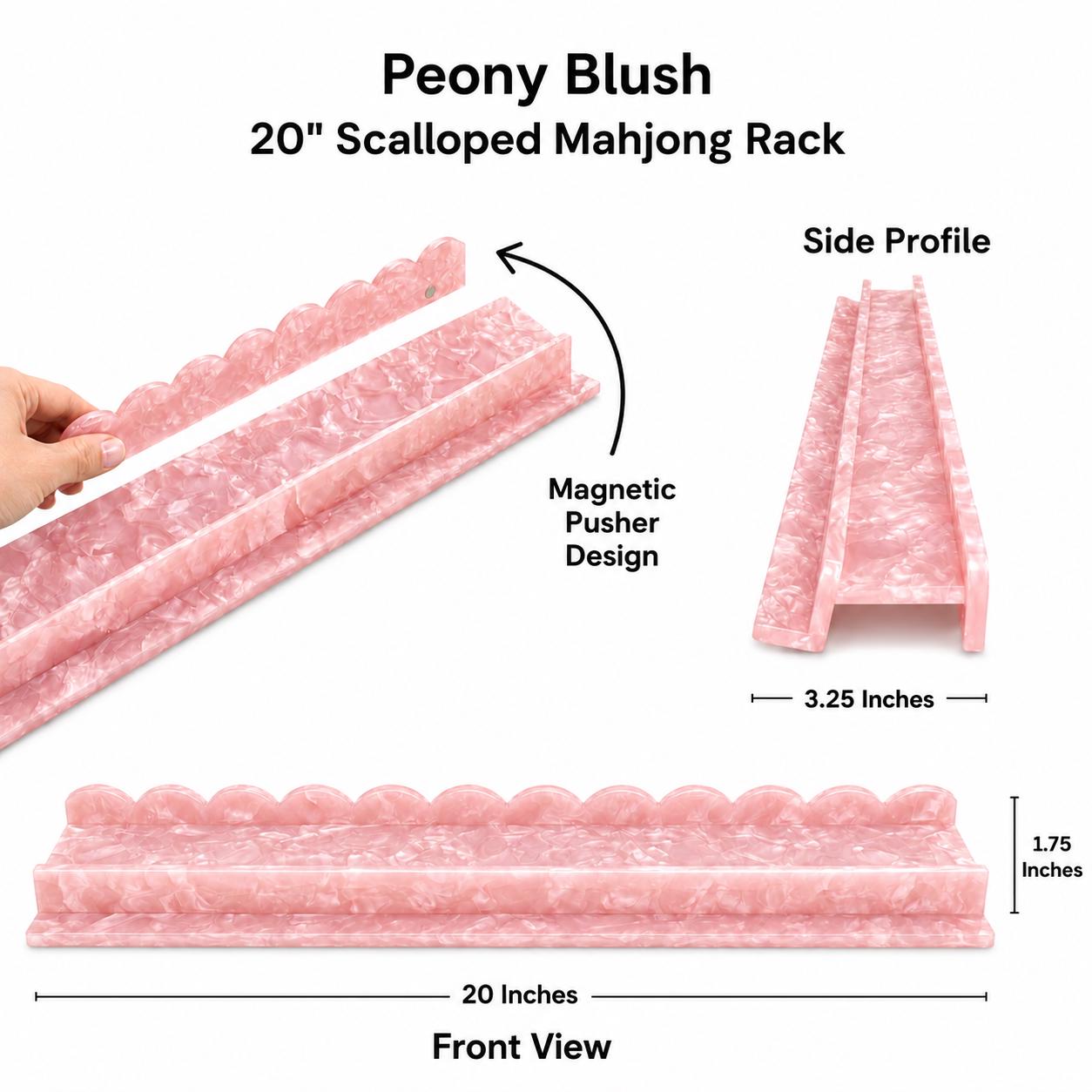 Set of 4 Luxury Pearlized Acrylic Mahjong Racks – 20" Scalloped Edge Design