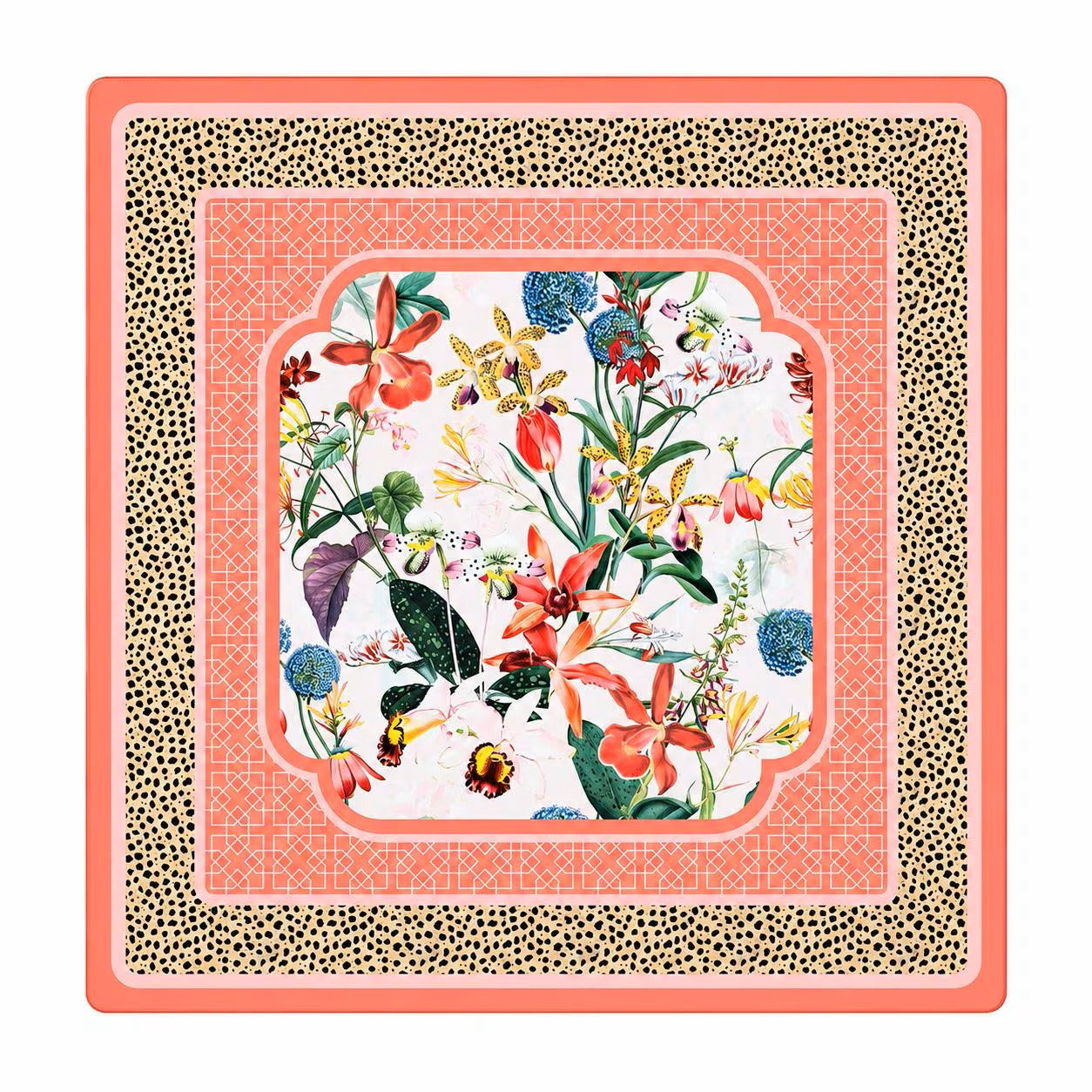 "The Peppi" Peach Spotted Cheetah in Bloom Premium Mahjong Mat – 33"