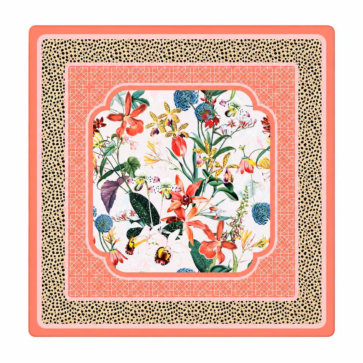Peach Spotted Cheetah in Bloom Premium Mahjong Mat – 33"