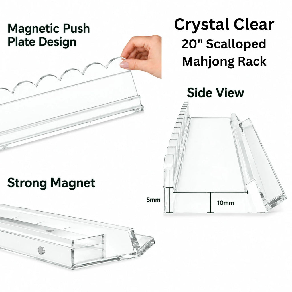 Signature Collection Acrylic Mahjong Racks – Set of 4, 20" Luxury Tile Holders