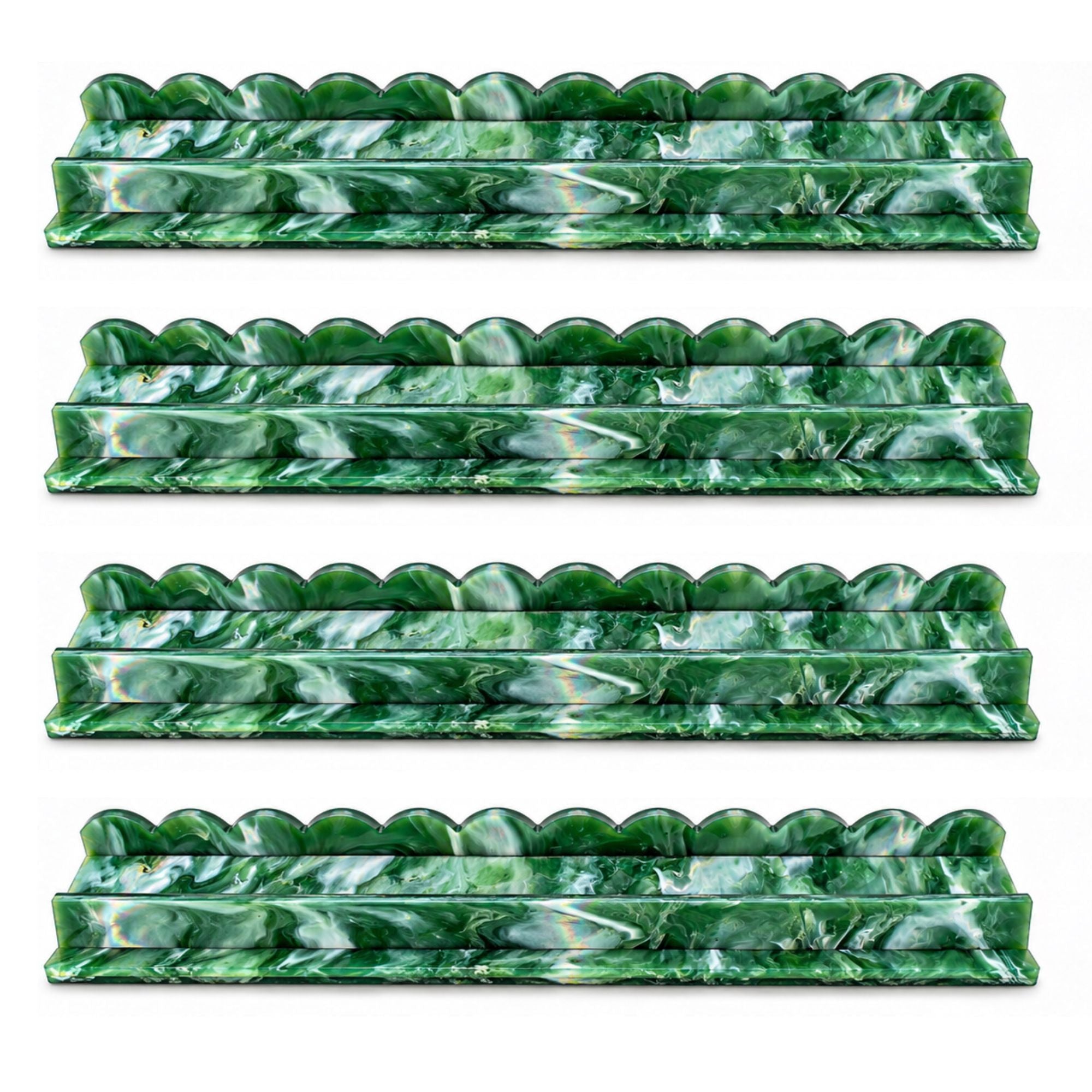 Imperial Jade | Premium Scalloped Acrylic Mahjong Racks – Set of 4