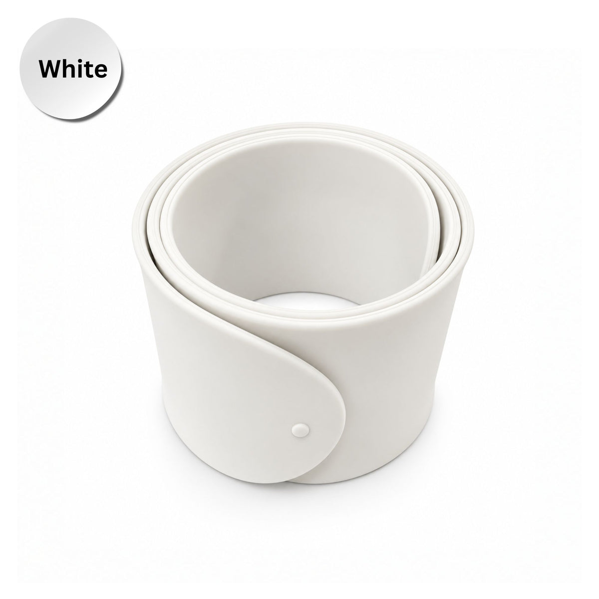 A white mahjong mat slap bracelet shown on a clean white background. A circular badge in the top-left corner reads 'White' to indicate the color. variant.